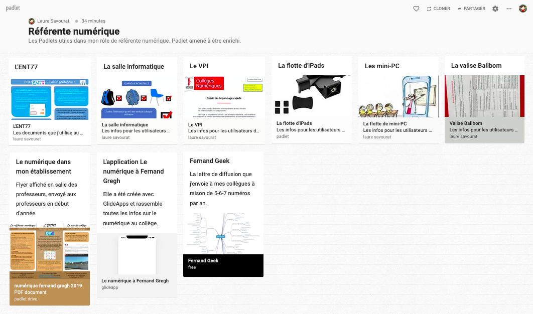 Partage : le Padlet pour les référents numériques – Mrs Savourat